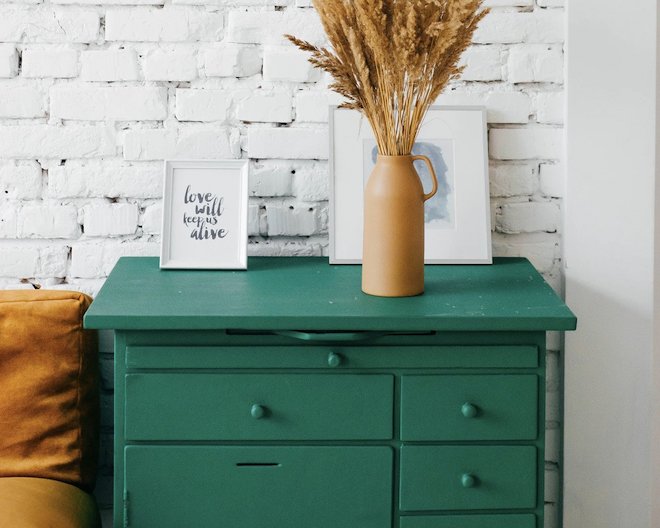 drawers and white wall